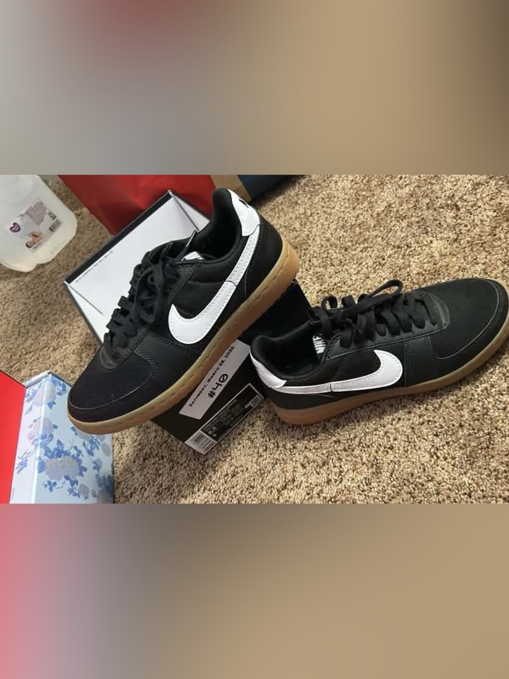 Nike women’s  Black & White Sneakers with Gum Sole
